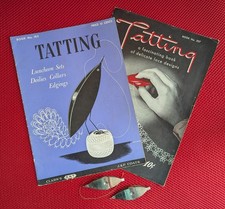 Lot-2 Boye Tatting Shuttles Metal pre 1923 Pat applied for 2 1940s booklets