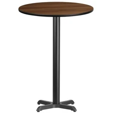 Flash Furniture 30" Round Restaurant Bar Table in Black and Walnut