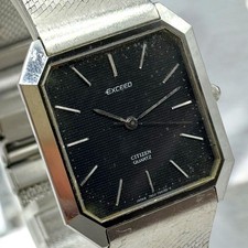 Citizen Exceed Quartz 4-797931 Black Dial Mens Watch Battery Replaced