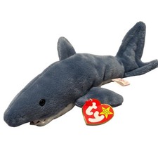 Ty Beanie Babies Crunch the Shark 1996 Blue White Plush Toy Tags Attached