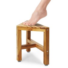 Taburete de ducha de teca TEAKAURA, banco de ducha de teca, reposapiés de ducha de 12"" para afeitar...