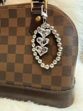 Silver Heart bag charm keychain Key ring Fob Bead Strap New Handmade Gift