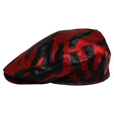 Chapeau DOLCE & GABBANA homme rouge noir rayure coton Newsboy Capello taille ... - Photo 1/4