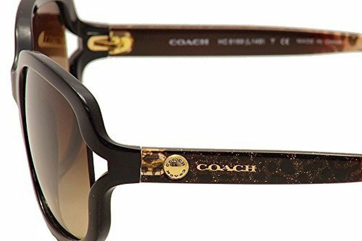 NEW COACH women\'s hc8169 l149 polarized square sunglasses in transparent brown COACH HC8169-535313 Sunglasses BLACK w/BROWN GRADIENT 57mm  main image 2