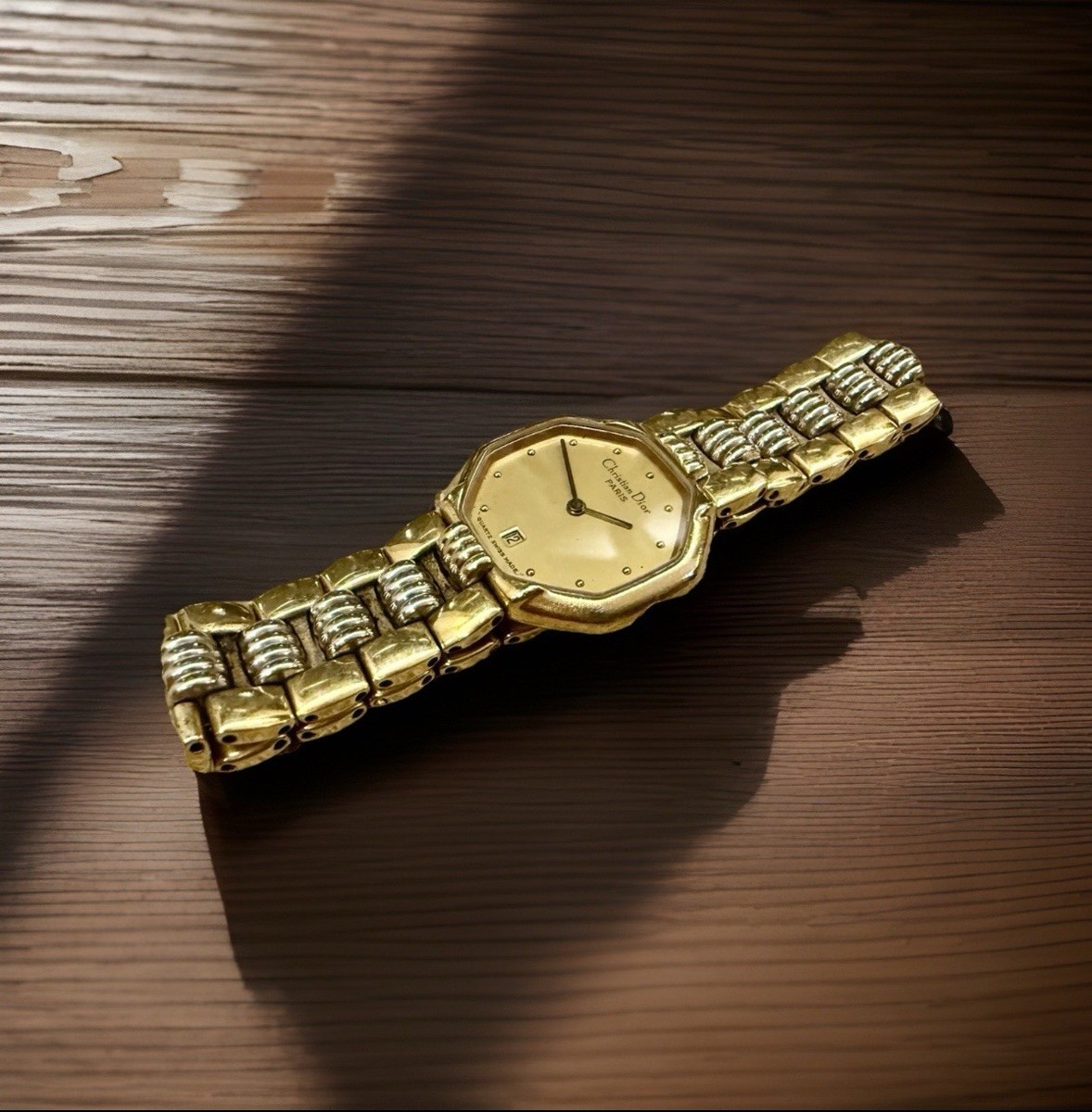 ✨ Christian Dior “Combi Octogon” Vintage Quartz Watch – Gold