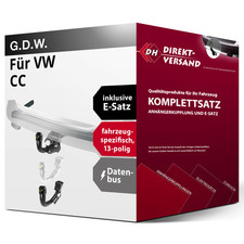 Für VW CC Typ 358 (G.D.W.) Anhängerkupplung abnehmbar + E-Satz 13pol spezifisch