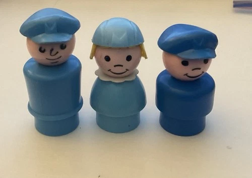 Vintage Fisher Price Little People AIRLINE PILOT & (2) STEWARDESS Figures