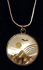 Beautiful Sterling Silver Abalone & Mother Of Pearl Mountain Scene Necklace