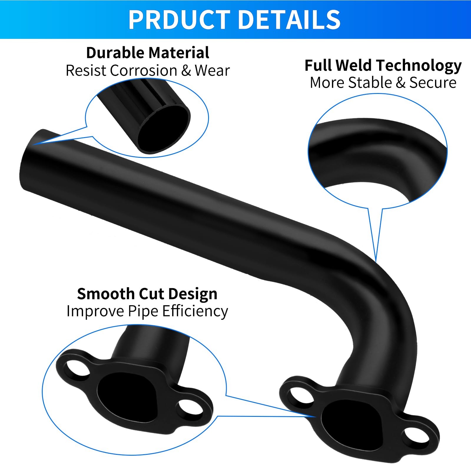 YOXUFA 212cc Exhaust Pipe Header Replacement for Predator 212cc 196cc 224cc 6...