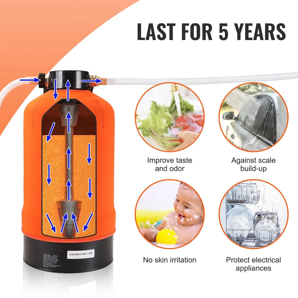 Ablandador de agua portátil para autocaravana 16.000 remolques de granos autocaravanas barcos herramienta de lavado de autos Foto 3 de 4