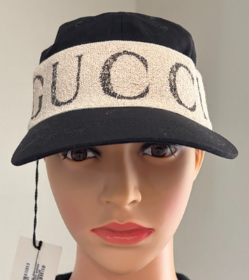 Gucci Black Embroidered Terry Logo Mens Womens Unisex Baseball Hat