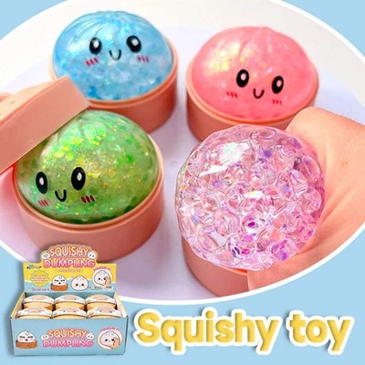 Viral Hidden Design 1-4Pcs Glitter Bead Dumpling Squishy, Blind Box with Box, Re