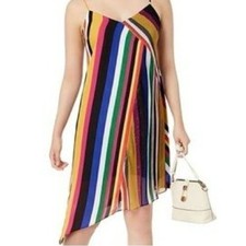 BAR III NWT Womens Large Boho Sunset Striped Asymmetrical Sleeveless Party Dress