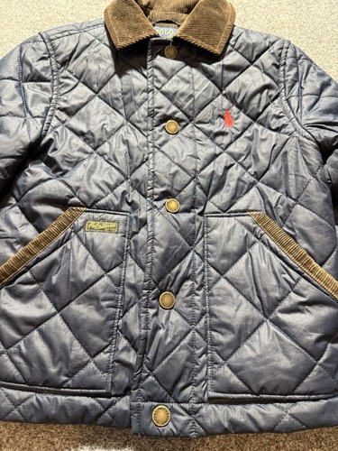 Polo Ralph Lauren Toddler Barn Jacket Blue Sz 4 4T Quilted Puffer Corduroy - Picture 7 of 9
