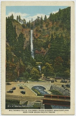 Columbia River Hwy Or Multnomah Falls Vintage Postcard Oregon White Border