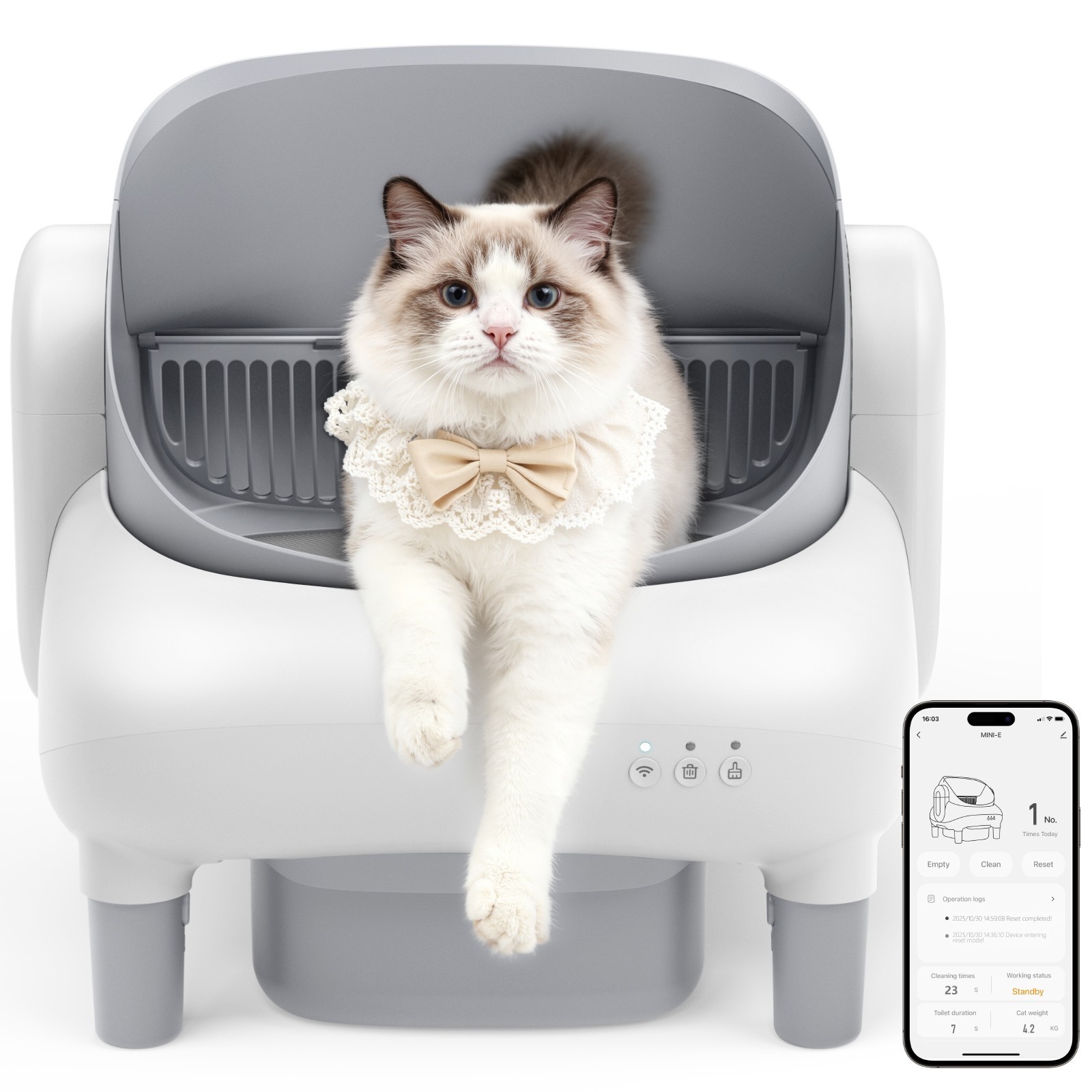 Self Cleaning Litter Box, APP Controlled Self-Cleaning w/ Waste Bin & Line