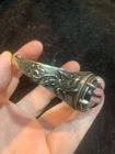 Hand Made Tibetan Silver Inlay Agate Dzi Buddhism Bead Bangle Bracelet