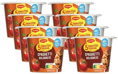 Maggi 5 Minuten Terrine Spaghetti Bolognese Fertiggericht 8er Pack 8 x 60g