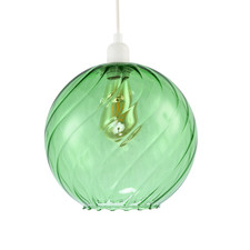 Chic Emerald Green Circular Fluted Glass Ceiling Pendant Light Shade by Happy...