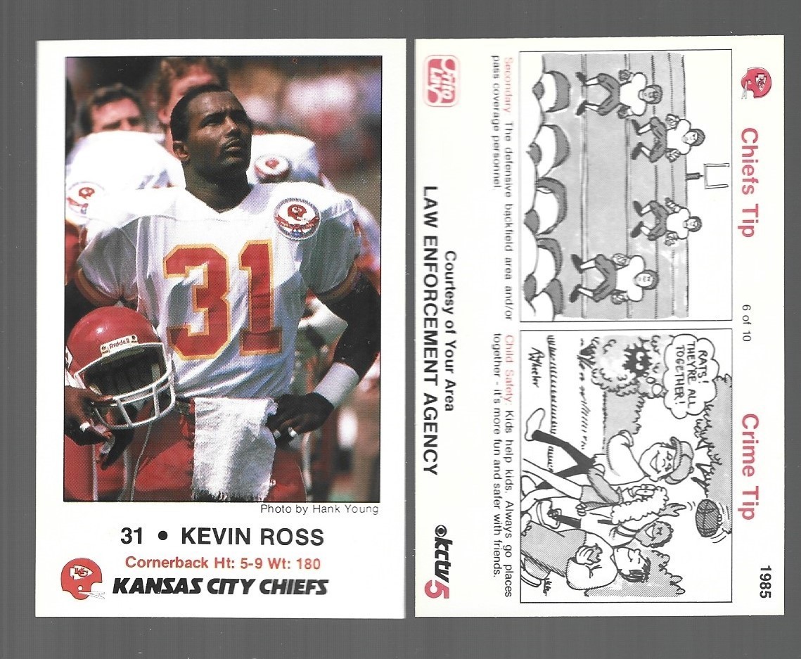 1985 Kevin Ross Kansas City Chiefs Football Police Card *Excellent