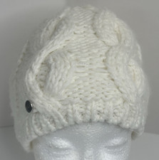Bula Knitted Cap Hat Beanie Cable Knit Lined Acrylic Sparkles Ivory AS IS