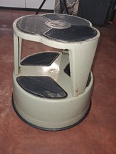 Vintage KIK-STEP Rolling Step Stool Green Gray Black 1960s-1980s USA 14"x16"  70