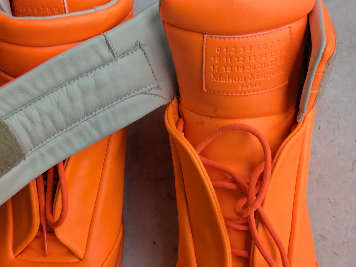 Maison Margiela Future Men 8 41 Neon Orange Leather High Top
