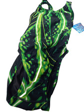 Speedo Girls Youth One Piece Swim Suit Sz 26 Black Green Shooting Star