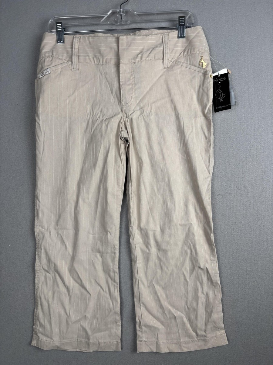 Baby Phat Pants Womens 9 Beige Pinstripe Stretch Capri Cropped
