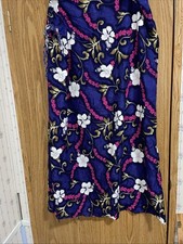 Hibiscus Collection Hawaii Skirt Sarong Wrap Fringe Blue White Pink 59 X 40