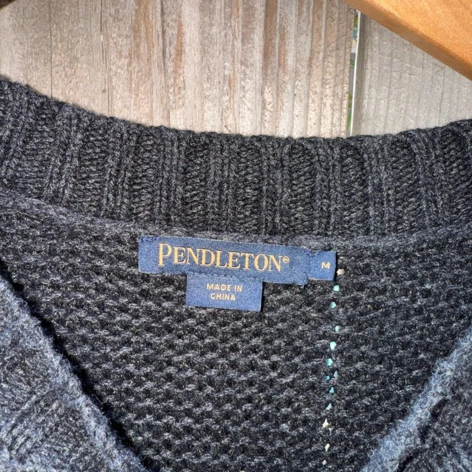 Pendleton Dark Gray Pullover Sweater Lambswool Cashmere Blend Knit Size Medium - Image 3 of 4