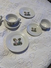Vintage Children  s China Tea Set 7 Pieces 2 Cups saucers 2 Dessert Plates Creame