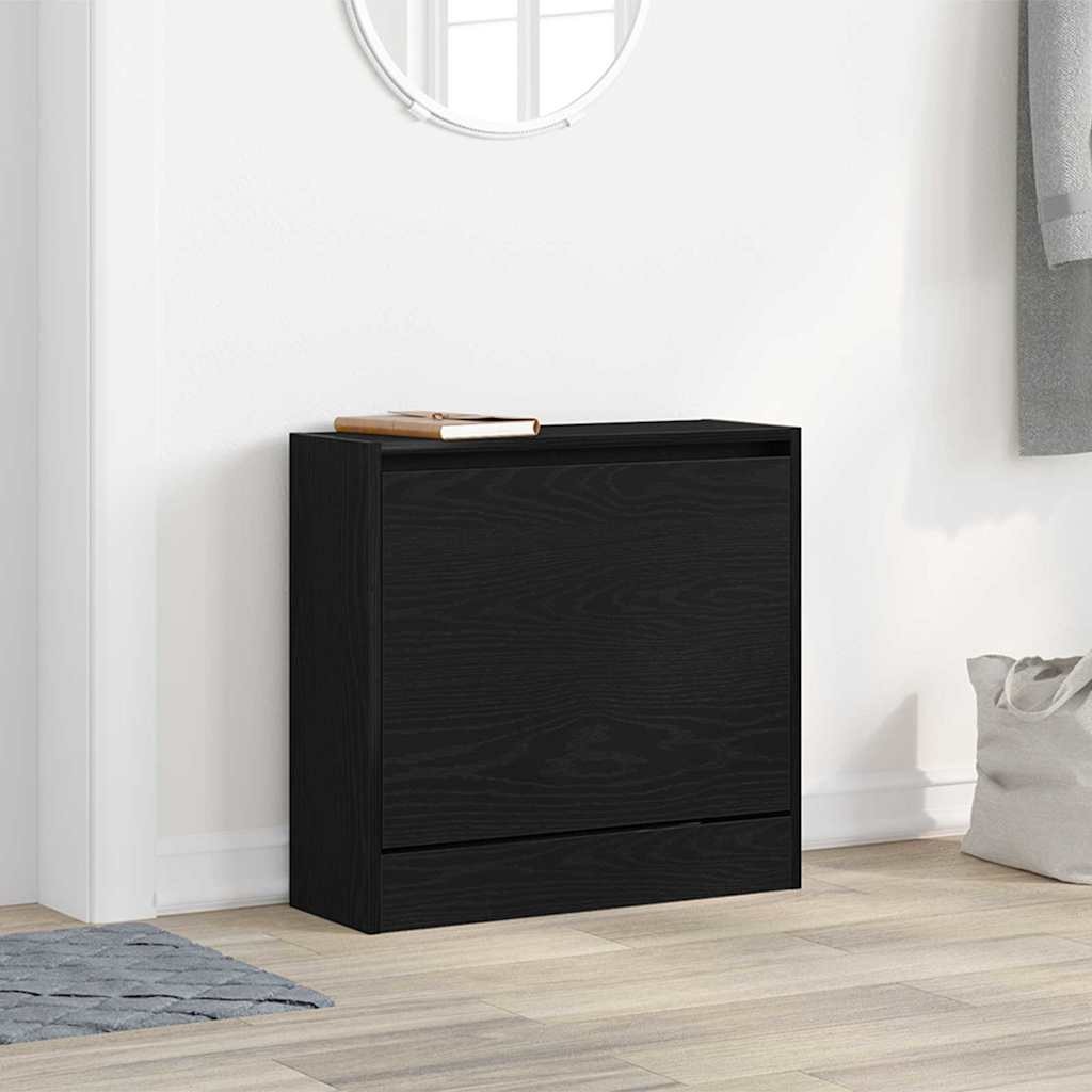 Scarpiera Rovere Nero 60x21x57 cm - Mobile Ingresso Salvaspazio Legno