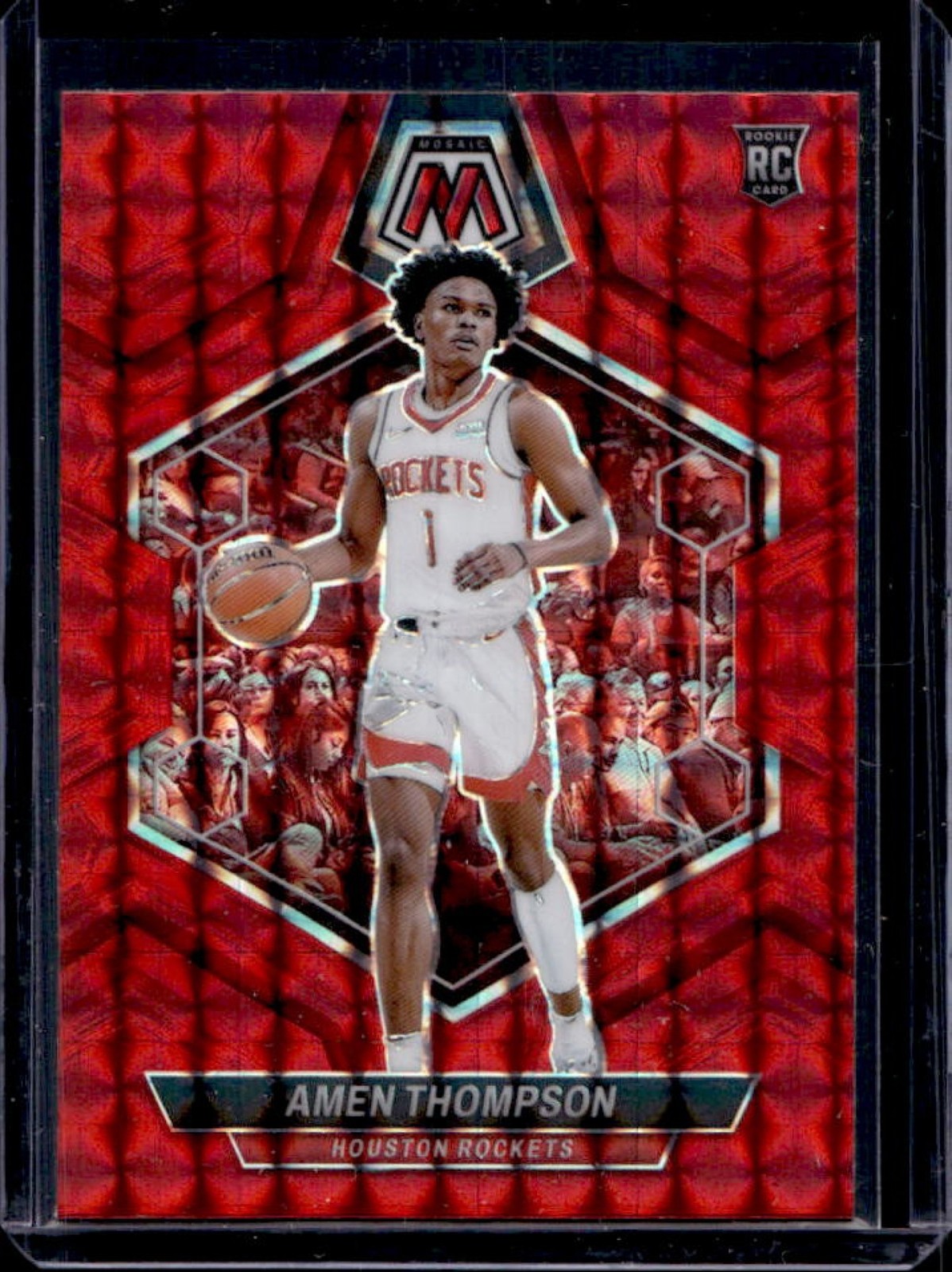 2023-24 Mosaic Amen Thompson RC Red Prizm Rookie #230 Rockets