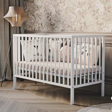 Babybett Kinderbett Gitterbett 60x120 Massivholz höhenverstellbar mit Matratze