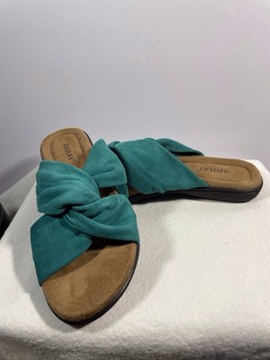 New! Array LOMA Dark Turquoise Suede Crisscross Slide Sandals 7 N
