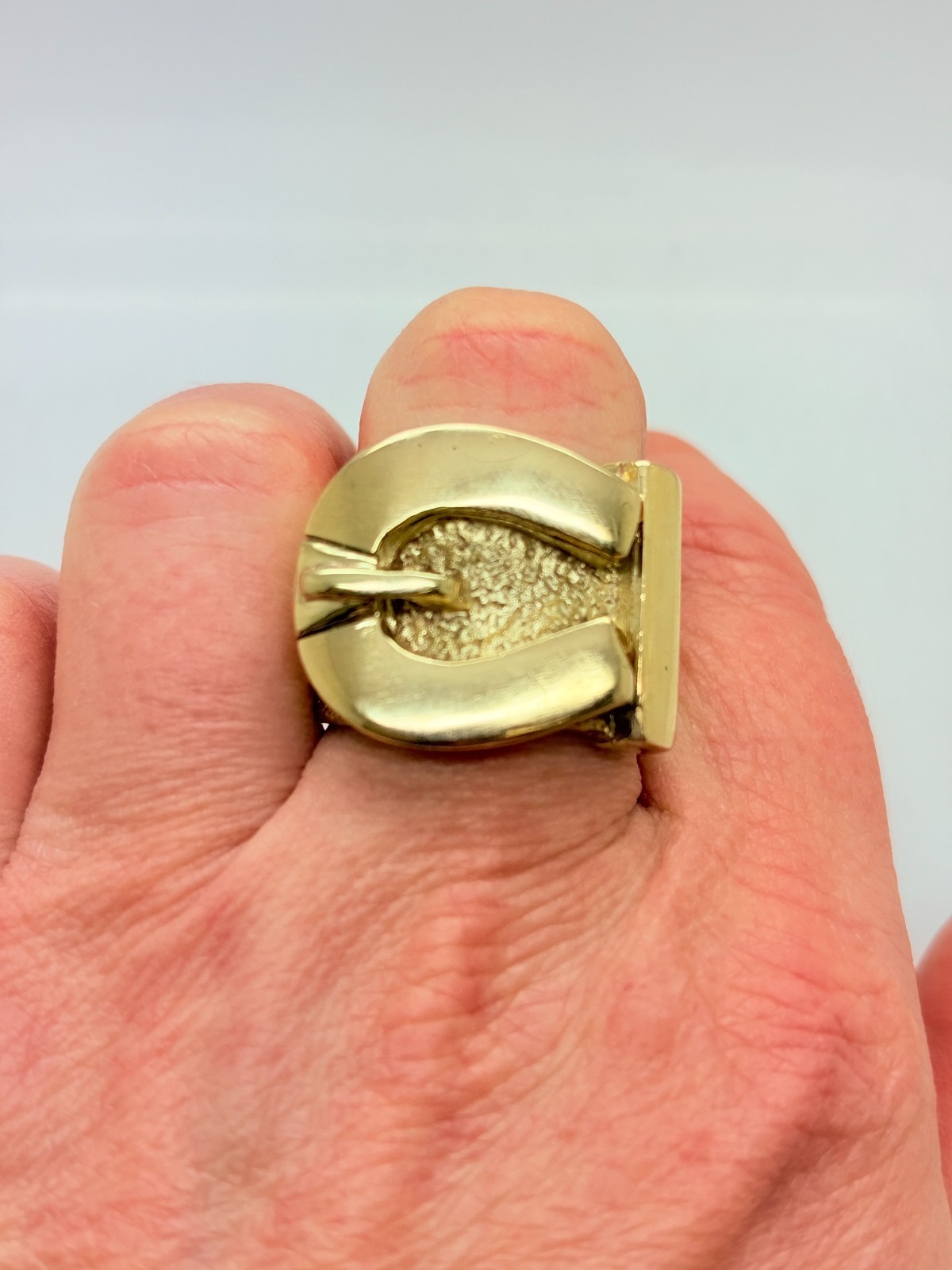 9ct Yellow Solid Gold Buckle Ring - image 9