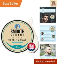 Men's Hair Clay 2oz by Smooth Viking - Oil-Free, Strong Hold with Natural Scent