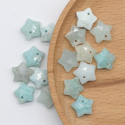 20pcs Natural Amazon Stone Section Star Beads Pendants 12mm DIY Jewelry Making