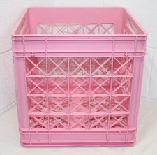 Vinyl Record LP 12" 33 RPM DJ Album Storage Crate Plastic Pink LARGE, guc - READ