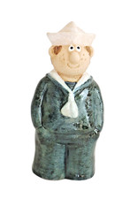 Gartenstecker Zaunhocker Seemann Keramik Matrose Deko Skulptur Figur Objekt