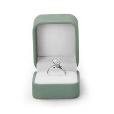 Woodten Leather Ring Box for Proposal Engagement Box, Olive-green