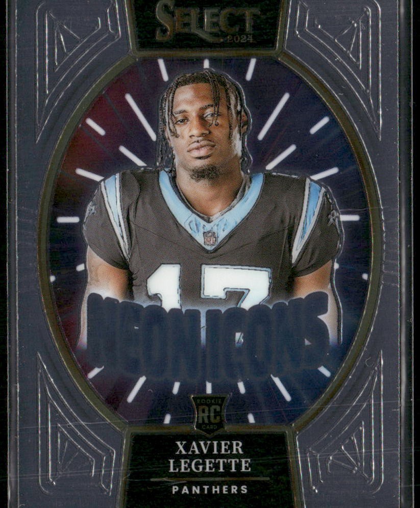 2024 Panini Select #7 Xavier Legette Neon Icons Carolina Panthers