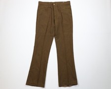 Vtg 70s Streetwear Mens 32x31 Wool Blend Burlap Knit Wide Leg Pants Brown USA