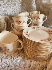 VINTAGE ROYAL OSBOURNE FINE BONE CHINA RED & GOLD LEAF DESIGN