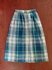 Vintage Talbots Indian Madras Skirt USA Midi Plaid Cotton Lightweight 6 Medium