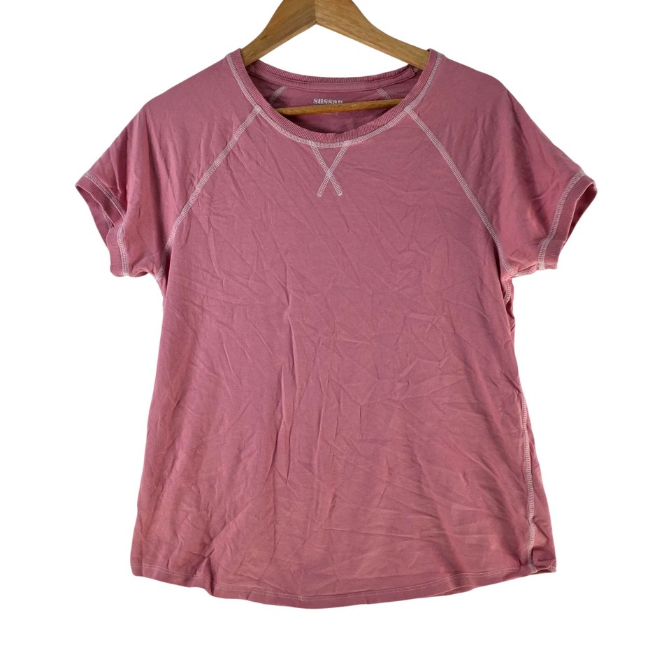 Sussan T-Shirt Womens S Pink Australian Cotton Raglan Short Sleeve Basic 139463