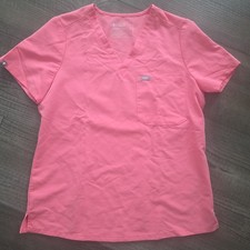 FIGS Women  s Catarina Scrub Top Medium Pink Technical Collection V Neck
