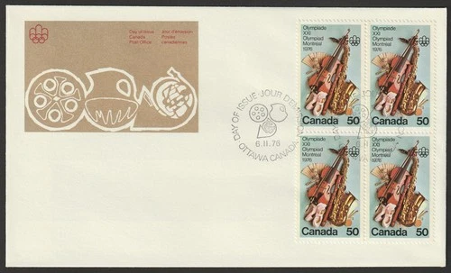Canada #686, Olympic Arts and Culture, Block, Official First Day Cover, FDC 1976