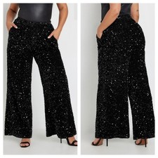 Express Black Sequin Wide Leg Pants